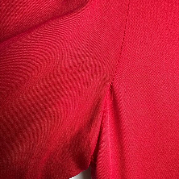 Vintage 80s Liz Claiborne Red Dress Size 2 Petite Button-Front Peplum‎ Dress - Picture 7 of 9